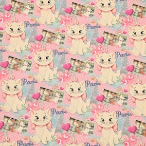 Marie Cat Fabric Disney Marie Cat Fabric Aristocats Cat Fabric Cartoon Fabric Cotton Fabric By The Half Yard