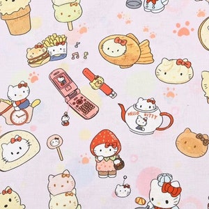 Hello Kitty Fabric Fortune Cat Fabric Japanese Cartoon Fabric Cotton Fabric By The Half Yard