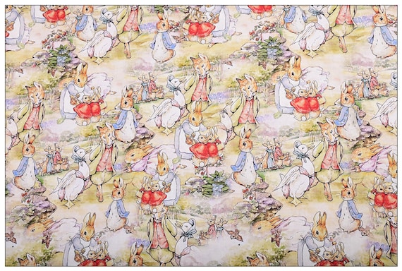 Peter Rabbit Fabric Cute Bunny Fabric Cartoon Fabric Cotton Fabric Sold by The Half Yard