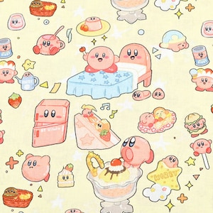 Kirby Fabric Video Game Fabric Cartoon Fabric Cotton Fabric By The Half Yard