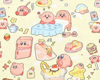 Kirby Fabric Video Game Fabric Cartoon Fabric Cotton Fabric By The Half Yard