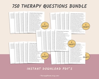 Therapy Questions Bundle: CBT, Trauma, Attachment (Printable PDF)