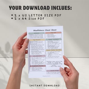 Mindfulness Cheat Sheet: Therapist-Approved Mental Health Guide (Printable PDF) image 3