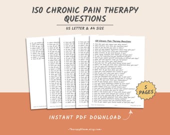 Chronic Pain Therapy Questions | Pain Management Counseling | Reflection & Coping Prompts | Therapist And Self-Help Resource