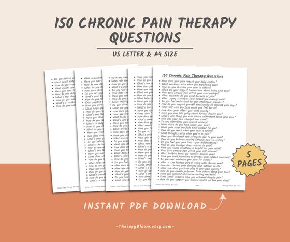 Chronic Pain Therapy Questions | Pain Management Counseling | Reflection & Coping Prompts | Therapist And Self-Help Resource