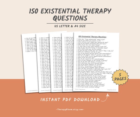 Existential Therapy Questions: Self-Reflection Prompts (Printable PDF)