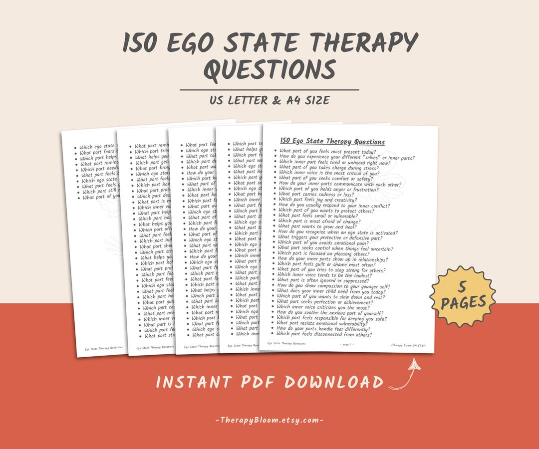 Ego State Therapy Questions | Inner Parts Work Prompts Printable PDF ...