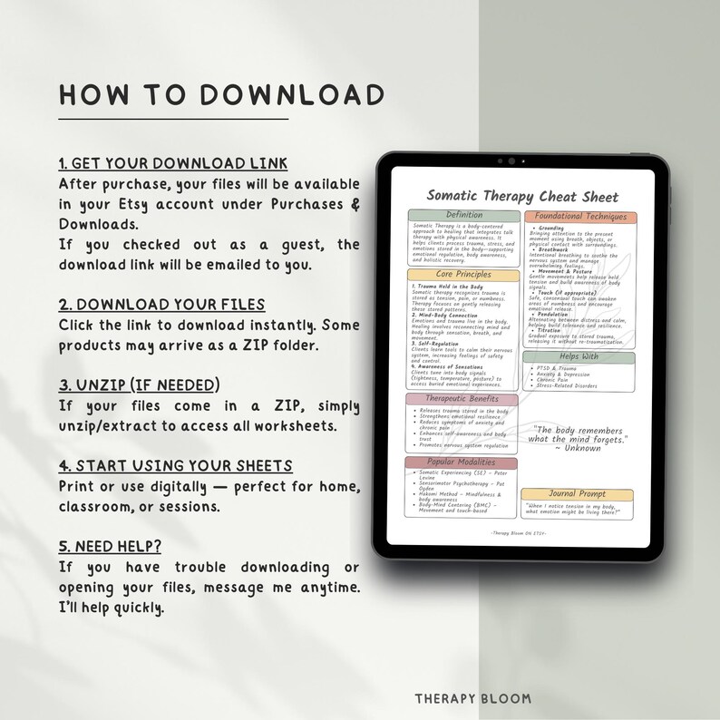 Somatic Tools.pdf Somatic Therapy Cheat Sheet: Trauma-informed Somatic Tools (printable ...