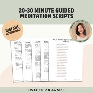 Guided Meditation Scripts: Stress, Anxiety, Trauma (Printable PDF)