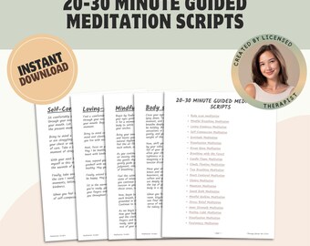 Guided Meditation Scripts: Stress, Anxiety, Trauma (Printable PDF)