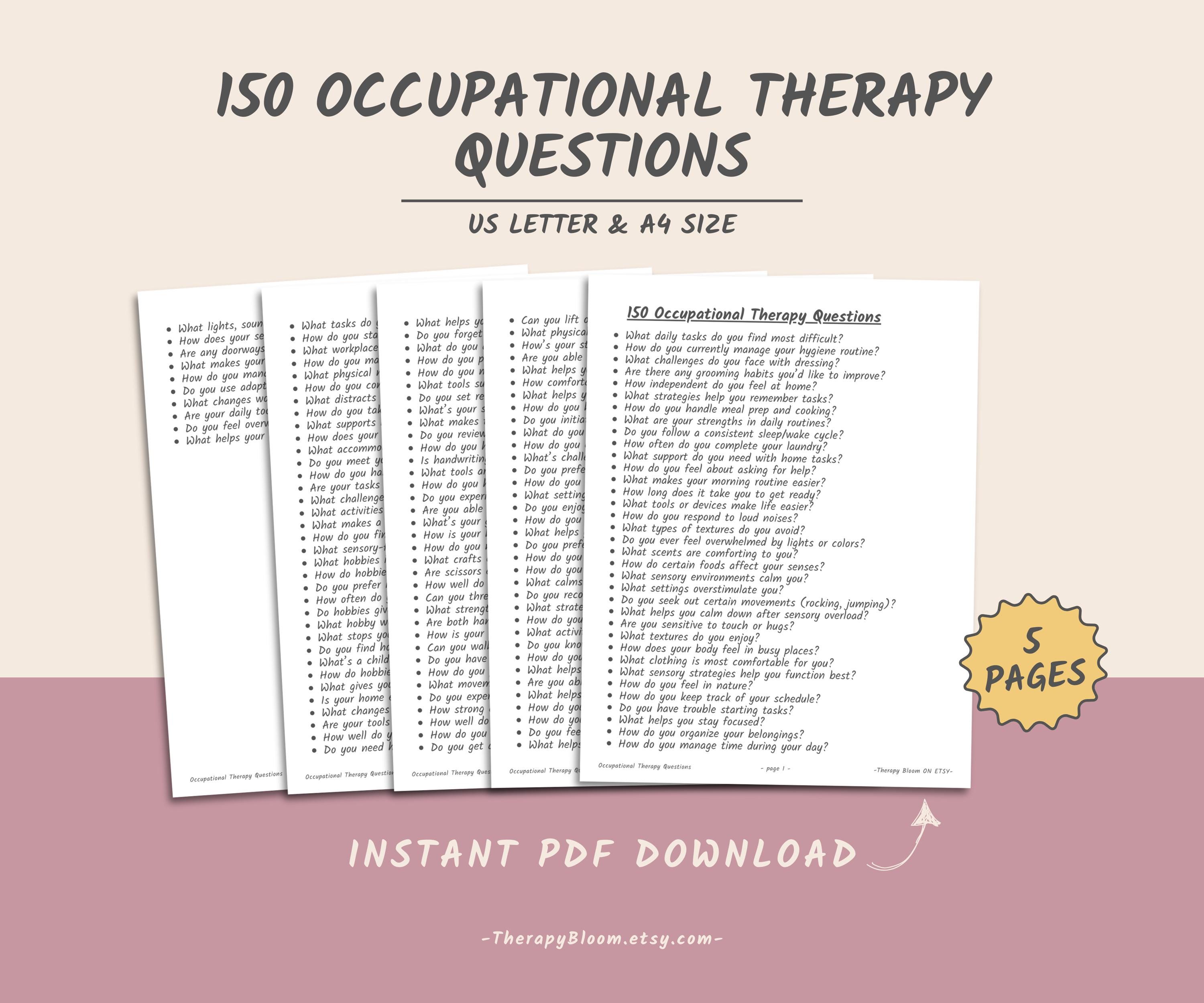 Ot Daily Problem Solving Questions Occupational Therapy Questions: Therapeutic Prompts for OT, ASD ...