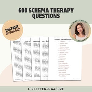 600 Schema Therapy Questions: Mental Health Worksheet (Printable PDF)