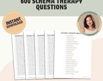 600 Schema Therapy Questions: Mental Health Worksheet (Printable PDF)