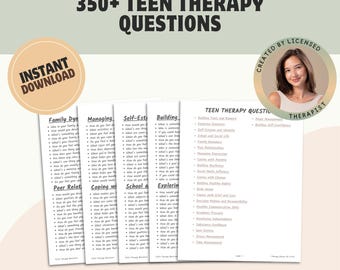 Teen Therapy Questions Bundle: Coping Skills & Relationship Building (PDF)