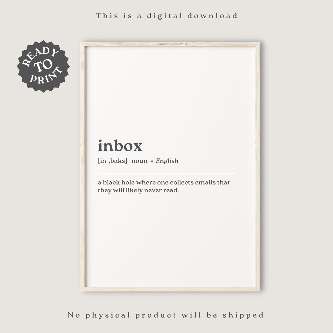 Inbox Definition Print Office Wall Art Funny Office Home Etsy