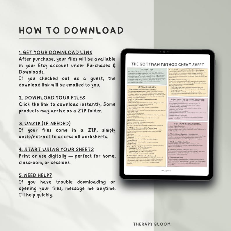 Gottman Method Cheat Sheet for Couples Therapy (printable PDF) - Etsy UK