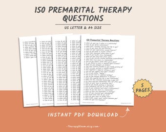 Premarital Therapy Questions | Couples Counseling Prompts for Relationship Growth, Communication & Intimacy | Marriage Prep Workbook