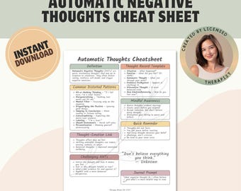 Hoja de referencia para pensamientos negativos automáticos: Registro de pensamientos de TCC (PDF imprimible)