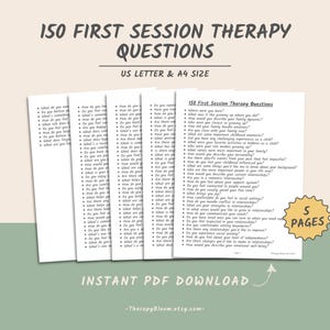 First Session Therapy Questions, Digital Guide for Therapists, Mental Health Professionals, Counseling Resources