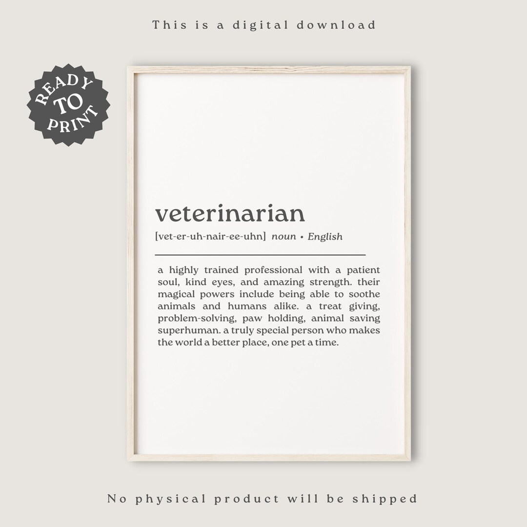 Veterinarian Definition Print Vet Print Vet Gift Doctor Etsy