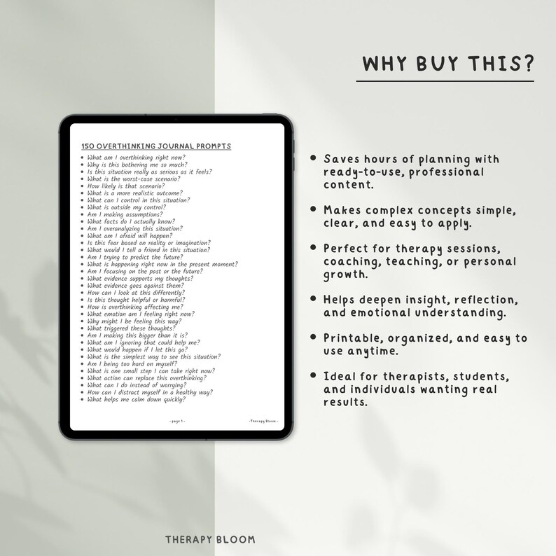 150 Overthinking Journal Prompts | Stop Overthinking Workbook | Anxiety ...