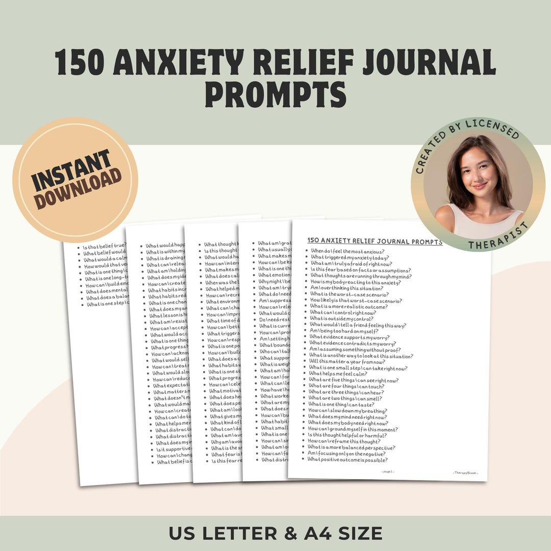 150 Anxiety Relief Journal Prompts | Printable Mental Health Workbook ...