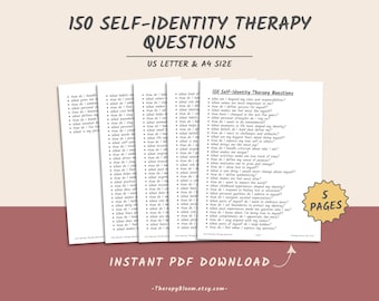 Self-Identity Therapy Questions: Self-Discovery & Personal Growth (Printable PDF)