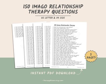 Imago Relationship Therapy Questions | Couples Counseling Printable PDF