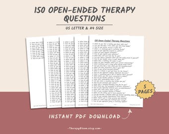 150 Open-Ended Therapy Questions: Counseling Tools (Printable PDF)