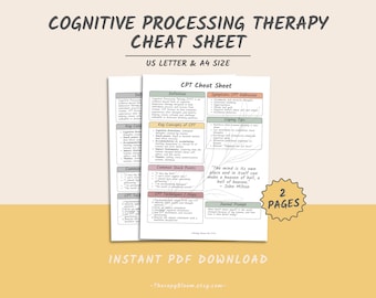CPT Cheat Sheet, Trauma Therapy Tool, PTSD Worksheet, Mental Health Guide, Therapist Aid, Healing Workbook, Coping Skills, CBT Tools