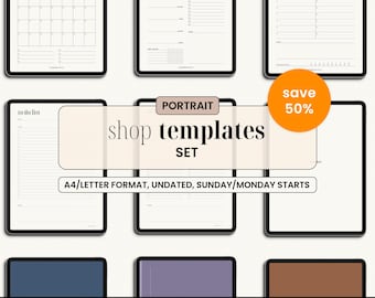 Digital Portrait Mode Shop Templates Bundle (Digital Download)