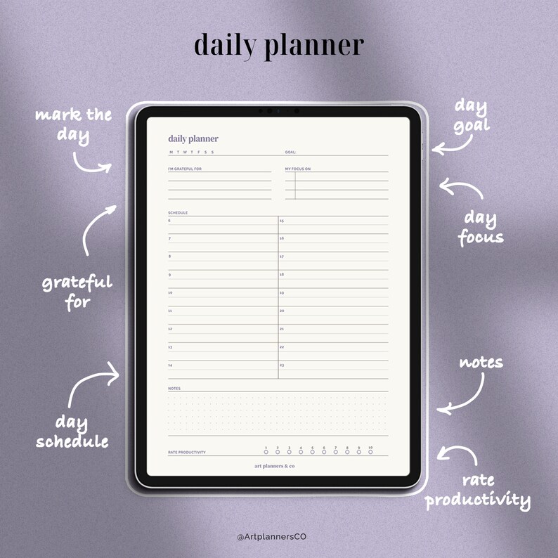 Detailed Daily Planner Template Schedule Notebook Vertical To-do List ...