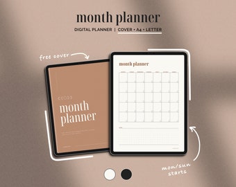 Undated Monthly Planner for GoodNotes · Minimal iPad Planner · Digital Download