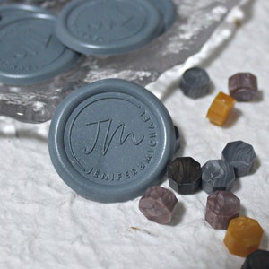 Selos de cera autoadesivos personalizados | Selo de cera de casamento - Adesivos de selo de cera inicial | Selo de cera pré-fabricado - Selos de cera para convite de casamento
