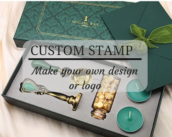 Custom Wax Seal Stamp| Wax Seal Stamp Kit- Personalized Wax Seals|Custom Logo Wax Stamp Kit for Wedding Invitation- Initial wax seal stamp