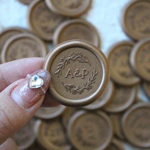 Sellos de cera personalizados /Pegatinas de sello de cera autoadhesivas -Sello de cera con monograma-Sello de cera inicial-Sellos de invitación de boda/Sello de cera prefabricado