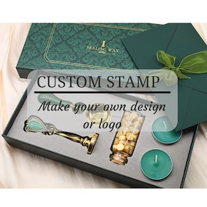 Custom Wax Seal Stamp| Wax Seal Stamp Kit- Personalized Wax Seals|Custom Logo Wax Stamp Kit for Wedding Invitation- Initial wax seal stamp