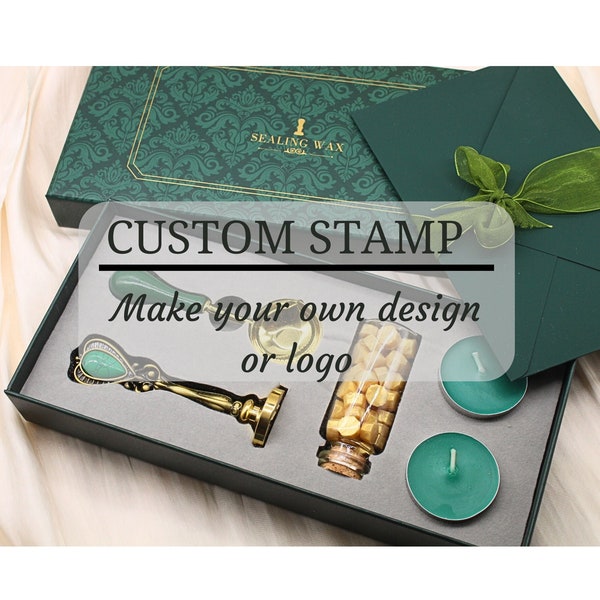 Custom Wax Seal Stamp| Wax Seal Stamp Kit- Personalized Wax Seals|Custom Logo Wax Stamp Kit for Wedding Invitation- Initial wax seal stamp