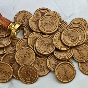 Sellos de cera personalizados/Pegatinas de sello de cera hechas a mano/Sello de cera autoadhesivo/Sello de cera inicial-Sellos de invitación de boda/Sello de cera prefabricado-Sellos de sobre