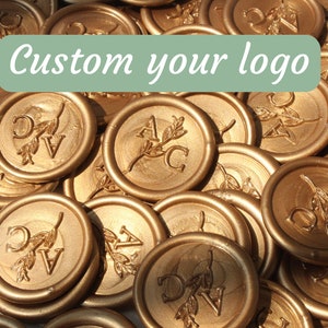 Sellos de cera personalizados / Pegatinas de sello de cera hechas a mano / Sello de cera autoadhesivo / Sellos de invitación de boda / Sellos de sobre de cera prefabricados