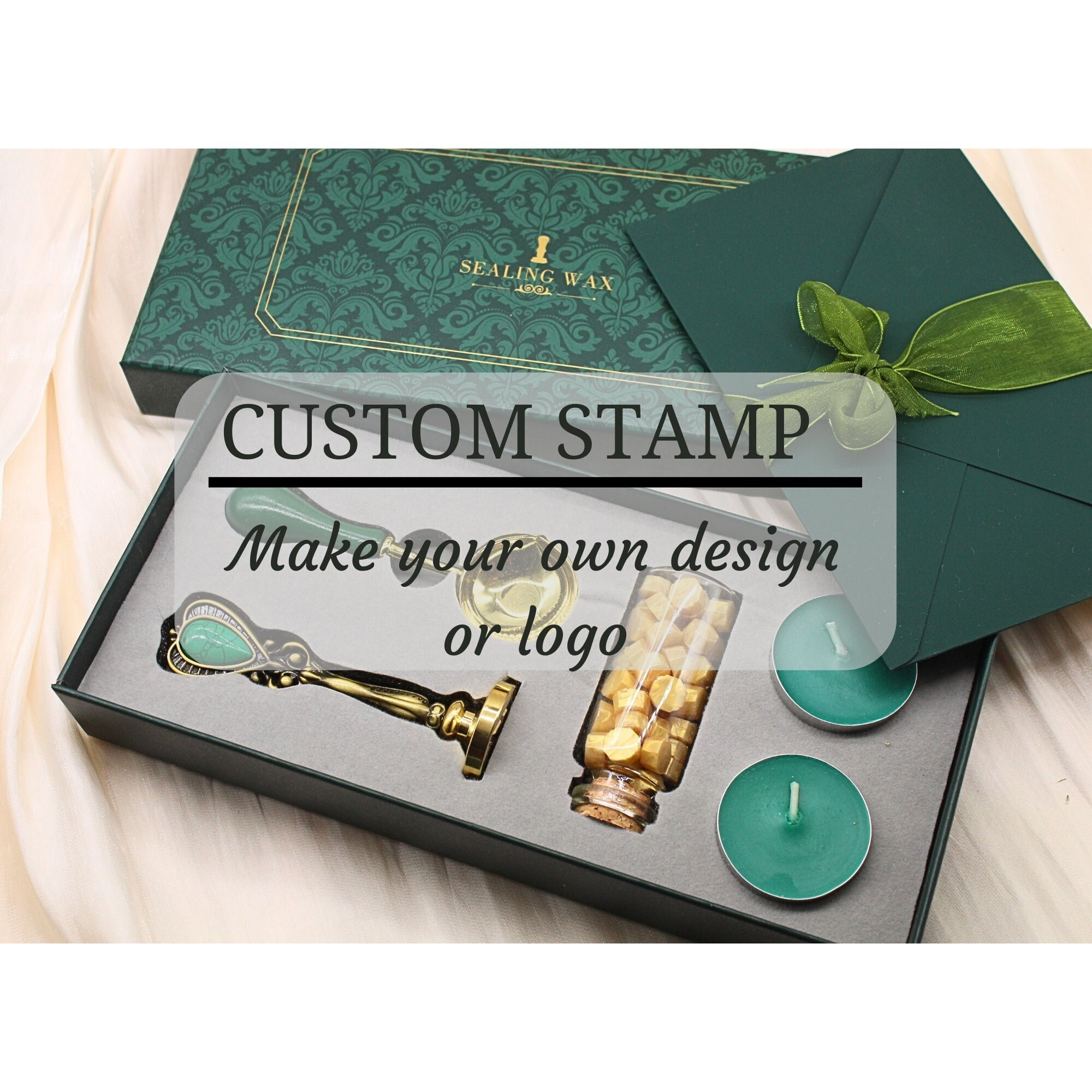 MNYR Vintage 4 Designs Custom Wedding Wax Seal Stamp Kit Name Date Letter  Monogram Melting Spoon Stick Candle Rosewood Handle Invitation Gift Wrap