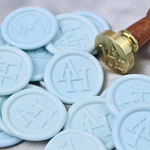 Sellos de cera personalizados/Pegatinas de sello de cera hechas a mano/Sello de cera autoadhesivo/Sello de cera inicial-Sellos de invitación de boda/Sello de cera prefabricado-Sellos de sobre