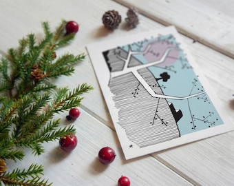 Snowy Scene Christmas Card: Winter Greeting on Recycled Card