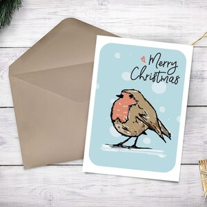 Limited Edition: schattige kerstkaart Robin, milieuvriendelijke gerecyclede kaart