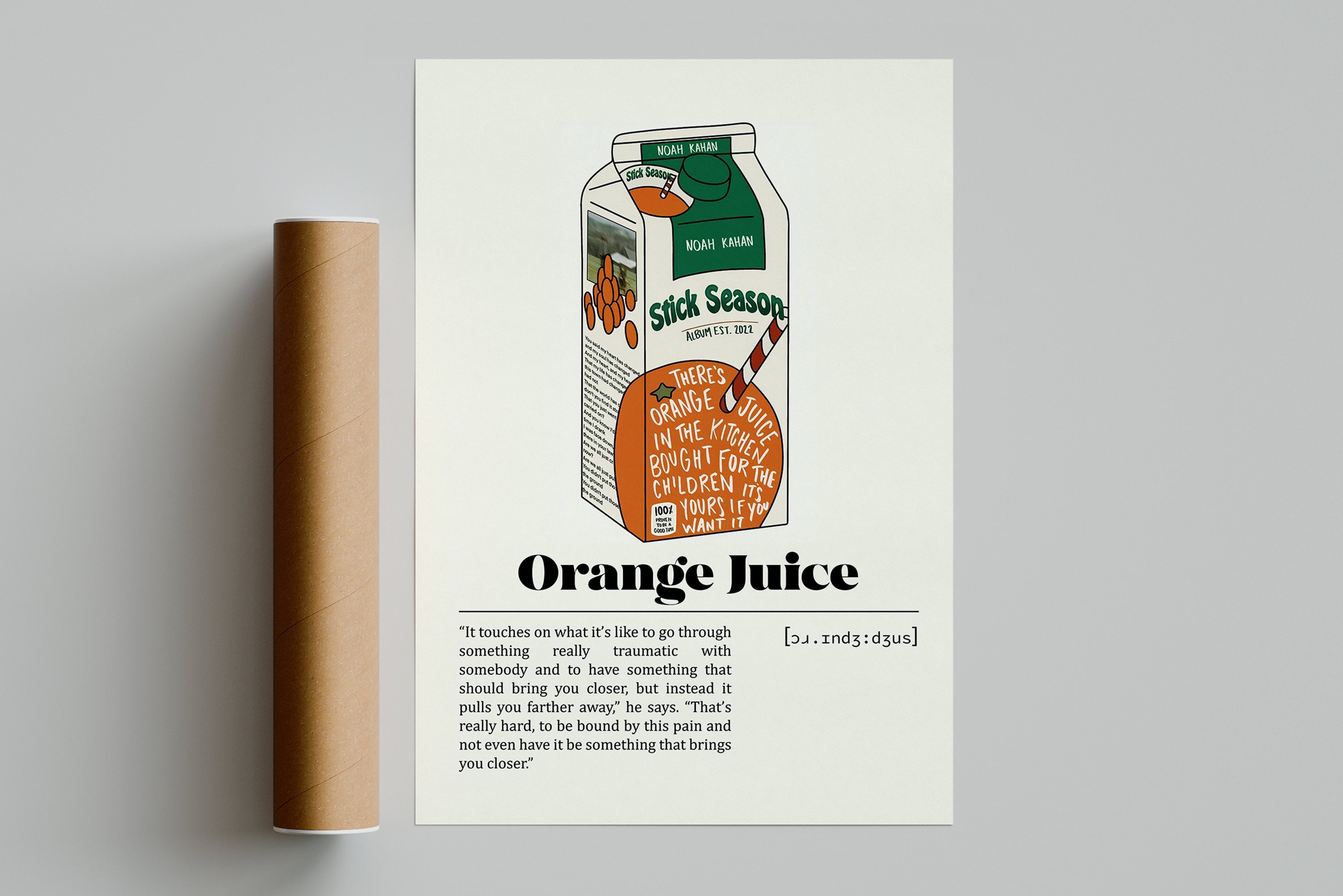 Noah kahan orange juice poster music print music wall art etsy