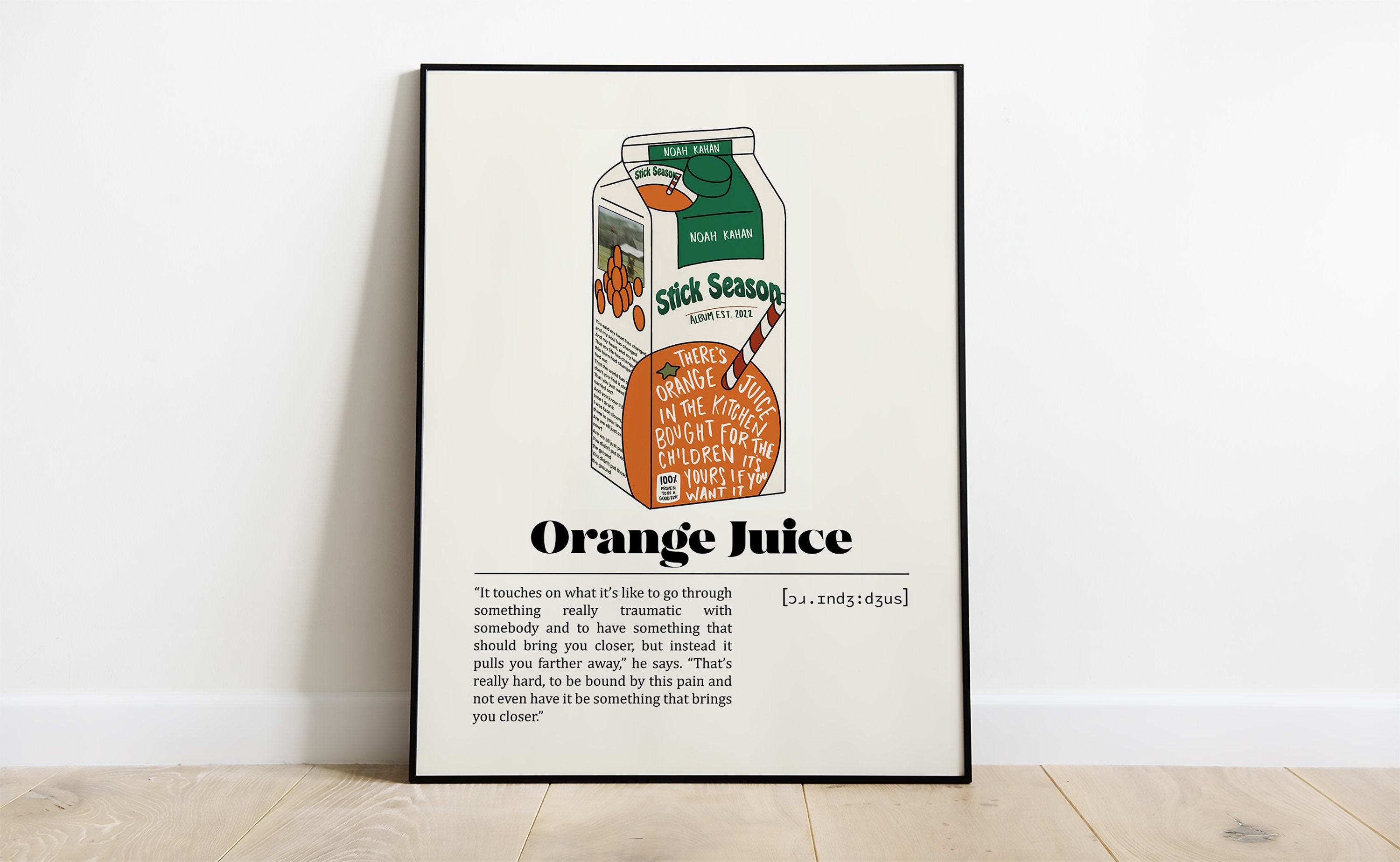 Noah Kahan Orange Juice Poster Music Print Music Wall Art Etsy UK