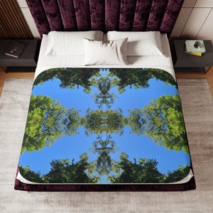 AtOneCreations, Home Textiles, Sherpa Blanket, two colors, green-blue, forest sky 1