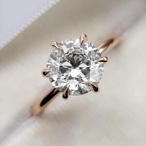 Round Solitaire Engagement Ring, 0.50/3.0 CT Round Brilliant Cut Lab Grown Diamond Ring, Knife Edge Ring, Anniversary Gift, CVD Diamond Ring