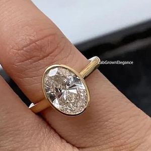 Oval Diamond Ring for Women, Lab Grown Diamond Solitaire Engagement Ring, Wedding Ring for Her, IGI Certified, Handmade byLabGrownElegance