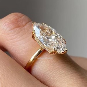 2 Carat Marquise Lab Grown Diamond Engagement Ring / 14k Gold / 6 Prongs / Classic Solitaire Ring / E-F/VVS IGI Certified Lab Grown Diamond